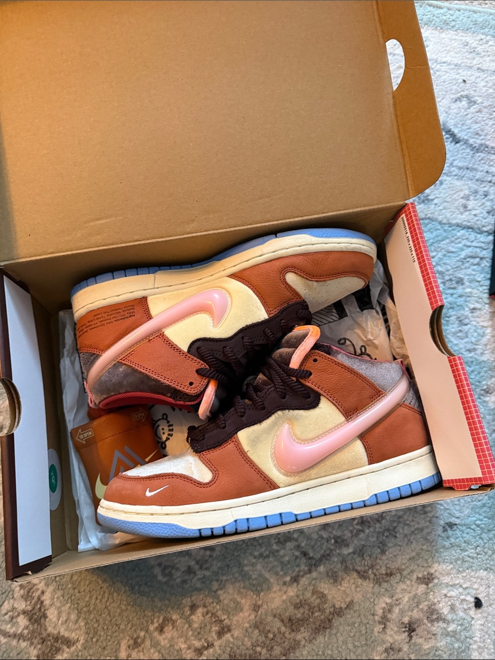 Nike Dunk Low Pink Swoosh Brown & Cream Multicolor Sneakers